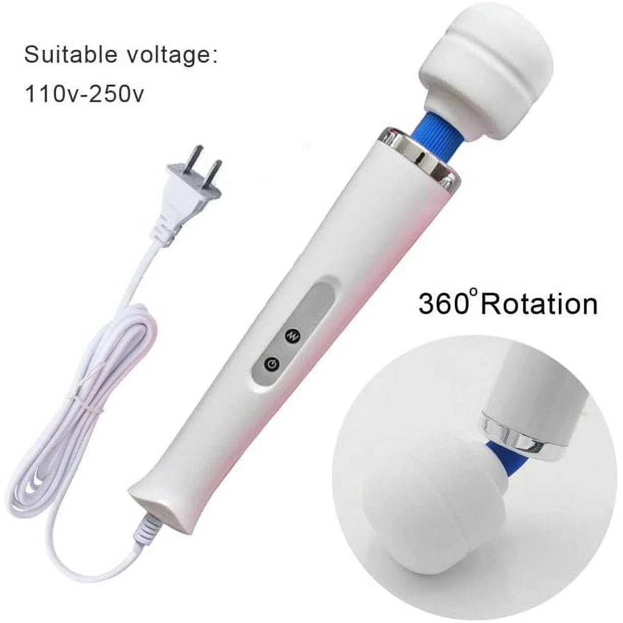 Wired Powerful Handheld Electric Back Massager,Strong Personal Vibrations Massage for Sports Recovery, Muscle Aches, Body Pain, White